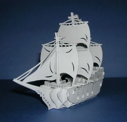 корабль киригами