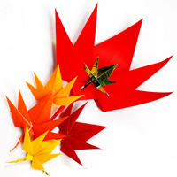 оригами листья
